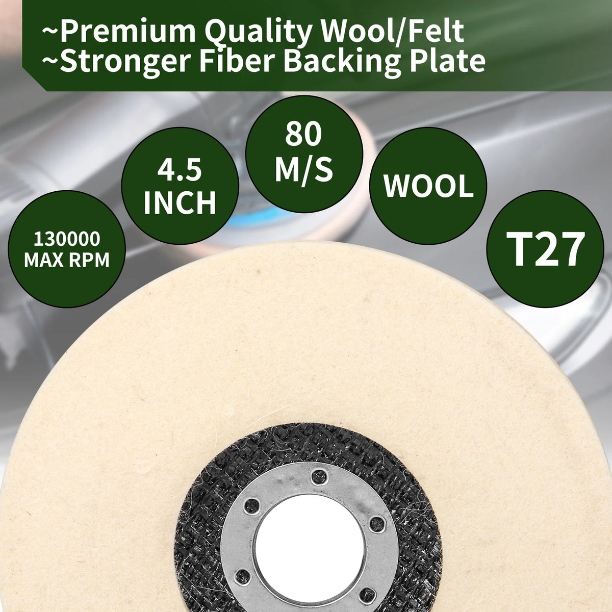 2/3/4/4.5/5 Inch Wool Polishing Wheel Buffing Pad for Angle Grinder Grinding Disc Metal Wood Stainless Steel Polishing Abrasives