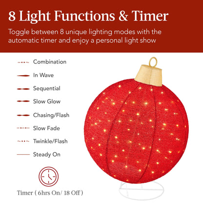 2Pc Lighted Pop-Up Christmas Ornaments Outdoor Holiday Decoration W/ 180 LED Lights - Red/White