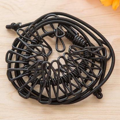 1Pc Portable Clothesline with 12 Clips Polychrome Outdoor No Punching Required Travel Camp Retractable Clothes Rope Drying Rack