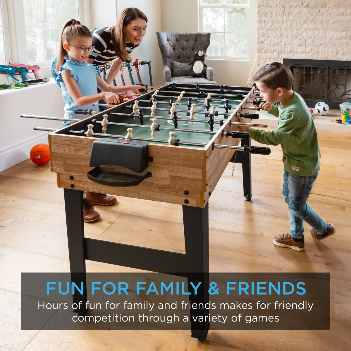 2X4Ft 10-In-1 Combo Game Table Set W/ Hockey, Foosball, Pool, Shuffleboard, Ping Pong - Natural