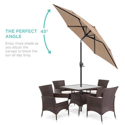 7.5Ft Heavy-Duty Outdoor Market Patio Umbrella W/ Push Button Tilt, Easy Crank - Tan
