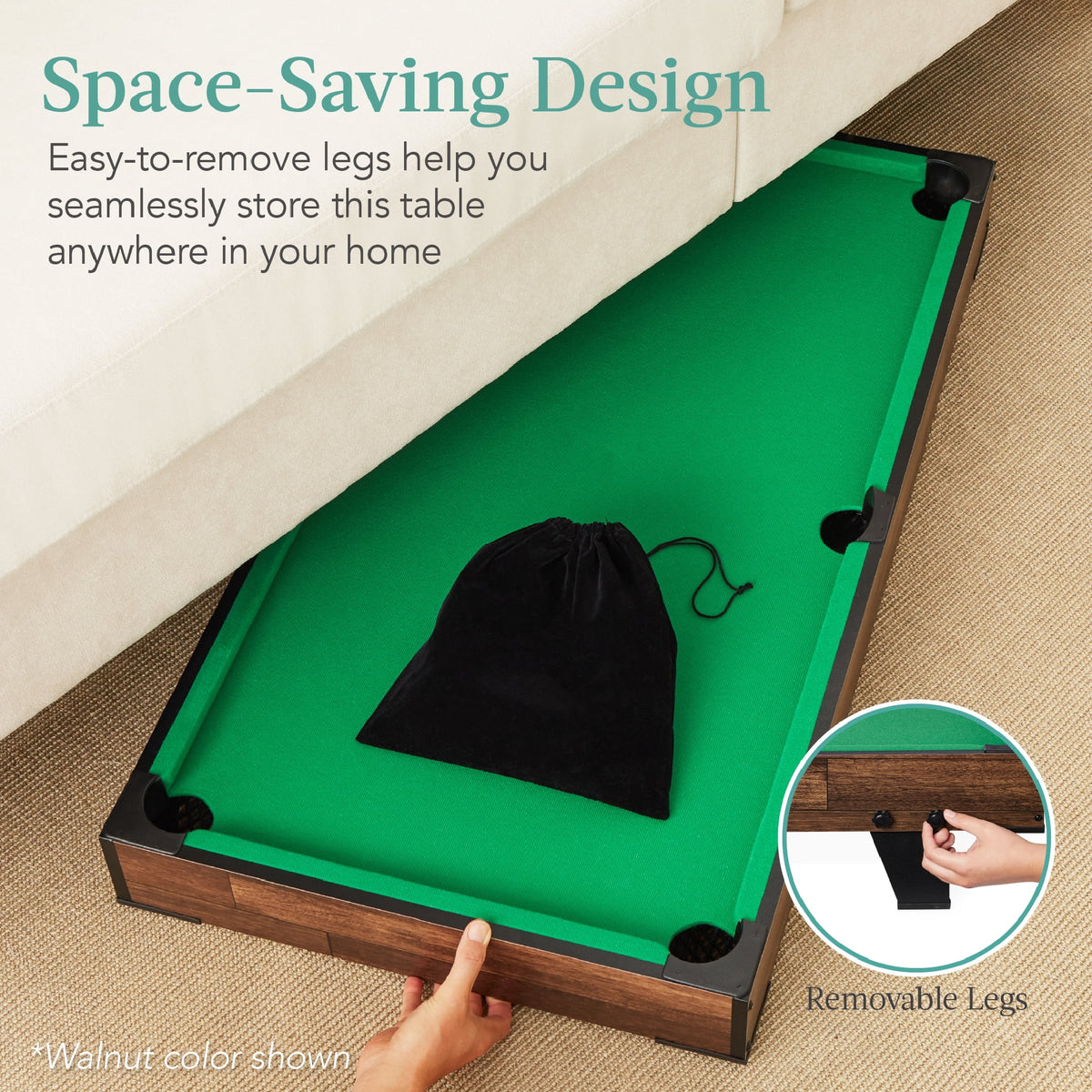 40In Tabletop Billiard Table, Pool Game Table W/ 2 Cue Sticks, Ball Set, Storage Bag - Arcade