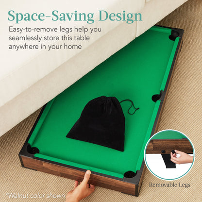 40In Tabletop Billiard Table, Pool Game Table W/ 2 Cue Sticks, Ball Set, Storage Bag - Arcade