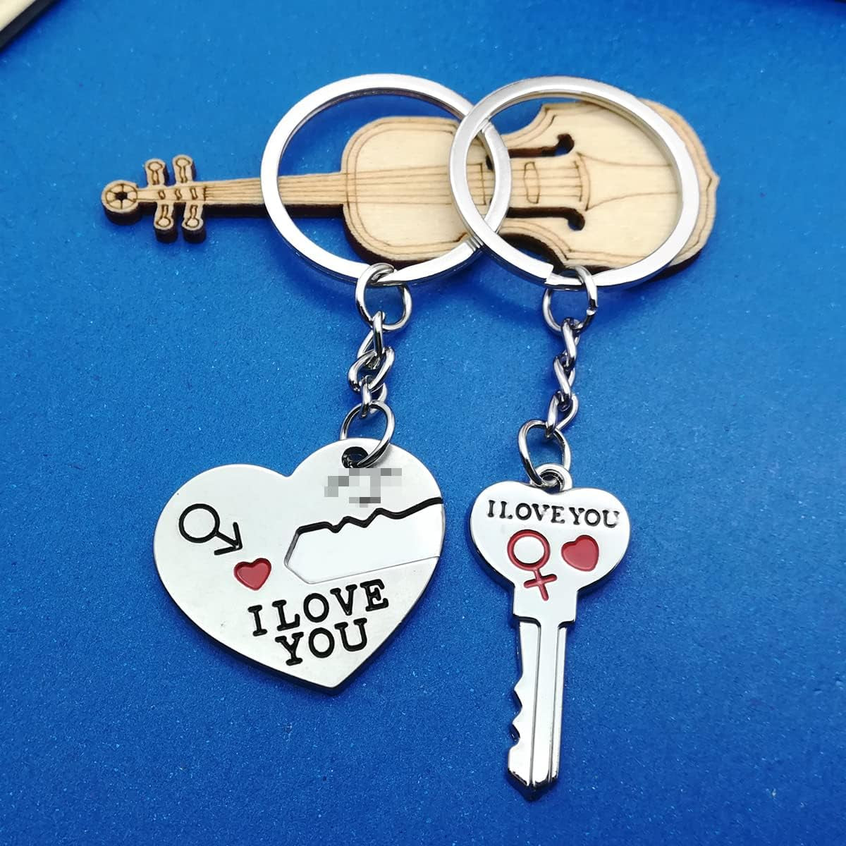 2Pcs Couple Key Chain Ring Set-I LOVE YOU with Red Heart Keychains Set for Boyfriend Girlfriend and Best Friends,Valentine'S Day Birthday Gifts Graduation Gifts-Love Heart Key Locks Lover Gift