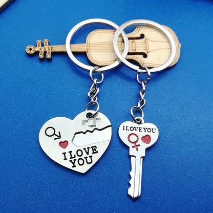 2Pcs Couple Key Chain Ring Set-I LOVE YOU with Red Heart Keychains Set for Boyfriend Girlfriend and Best Friends,Valentine'S Day Birthday Gifts Graduation Gifts-Love Heart Key Locks Lover Gift