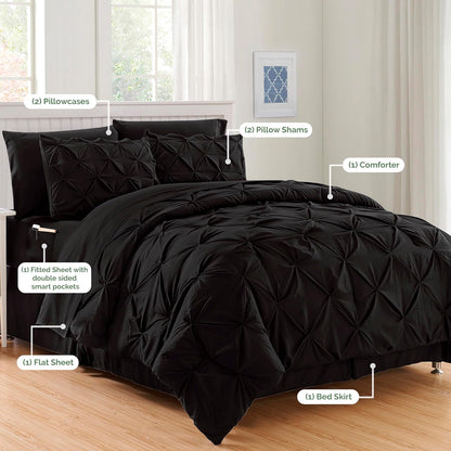Luxury, Softest, Coziest 8-Piece Bed-In-A-Bag Comforter Set on Amazon Silky Soft Complete Set Includes Bed Sheet with Double Sided Storage Pockets, King/Cal King, Black