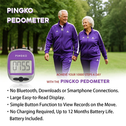 Best Pedometer for Walking Accurately Track Steps Multi-Function Portable Sport Pedometer Step/Distance/Calories Counter Fitness Tracker - Purple