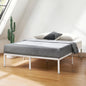 14" Metal Platform Bed Frame, Heavy-Duty Steel Slats, White, King