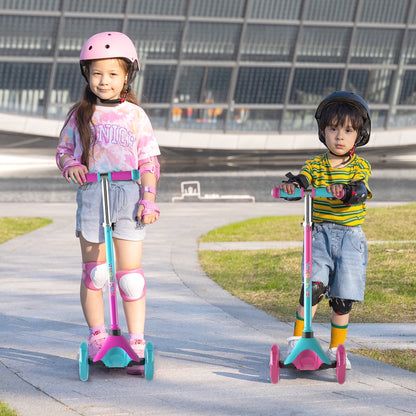 3 Wheel Scooter for Kids, Kick Scooter with Adjustable Height Light up LED Wheels for Boys Girls, Best Gift for Boys Girls Outdoor Activities, Red