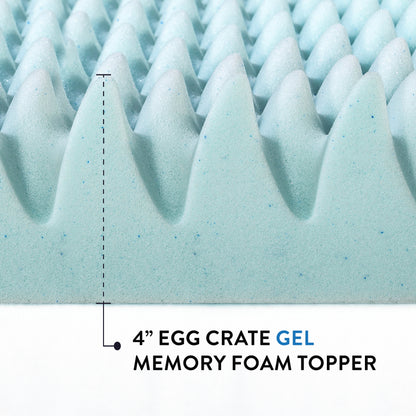 4" Cooling Gel Egg Crate Memory Foam Mattress Topper, Twin XL