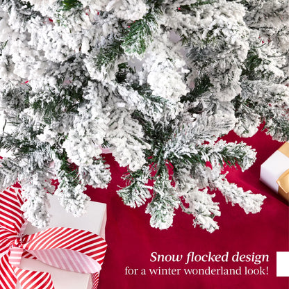 6Ft Snow Flocked Artificial Pencil Christmas Tree Holiday Decoration W/ Metal Stand