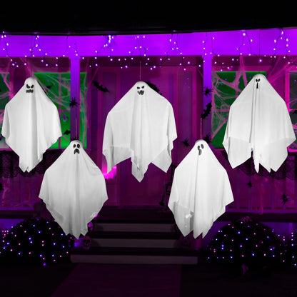 27.5" 5 Pack Halloween Hanging Ghosts for Halloween Party Decoration, Cute Flying Ghost for Front Yard Patio Lawn Garden Party Décor and Holiday Halloween Hanging Decorations