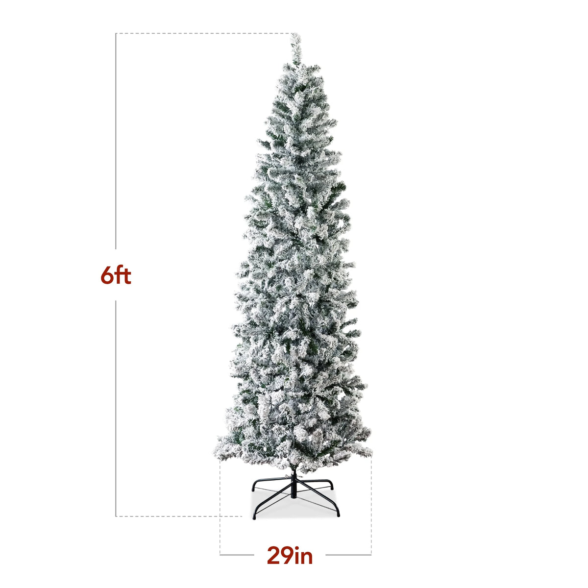 6Ft Snow Flocked Artificial Pencil Christmas Tree Holiday Decoration W/ Metal Stand