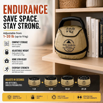 Activegoodsco. Kettlebell Sandbag for Fitness Workout, Different Sizes 11Lb to 75Lb. Visit to See the Options