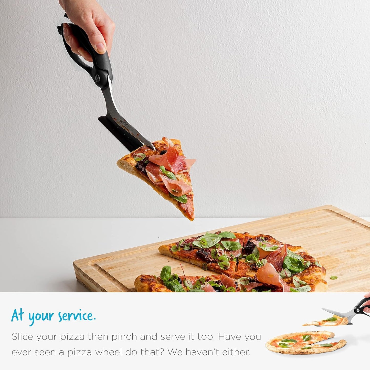 Scizza 2-In-1 Easy Ergonomic Pizza Scissors with Stainless Steel Pizza Cutter Blades & Non-Stick Slice Server - Red | Cuts and Serves Pizza with Non-Scratch, Heat Resistant Serving Base, Spring-Loaded German Stainless Steel Blades