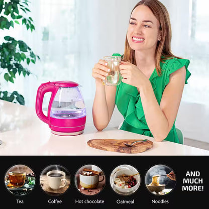 Illuminated 6.5-Cup Fuschia Electric Kettle with Filter, Fast Heating and Auto-Shut Off