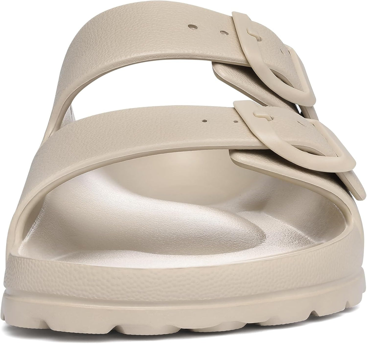 Women'S Comfort Sandals with Medium Arch Support Double Buckle Adjustable EVA Slides for Summer Beach