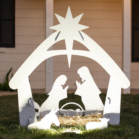 4Ft Outdoor Nativity Scene, Weather-Resistant Decor, Christmas Family Yard Decoration, PVC