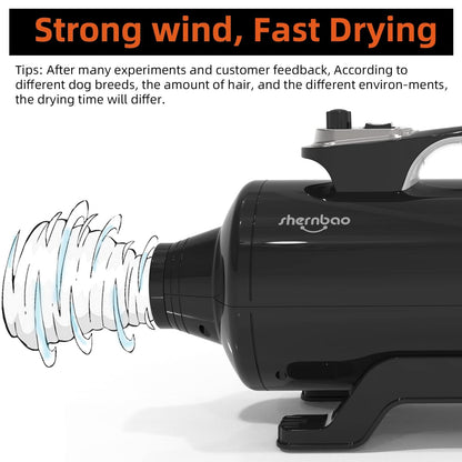 Shernbao Dog Dryer High Velocity Professional Dog Pet Grooming Hair Drying Fo...