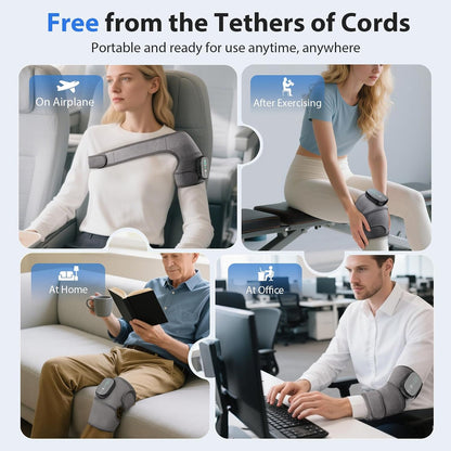Heated Knee Massager, Foot Massager with Heat, Shoulder Massagers with Heat, Knees Warmers Wrap, 3-In-1 Vibration Heating Pad for Knee, Shoulder, and Elbow, Adjustable Size (Grey)