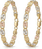 2Pack 14K Gold Tri-Color Mariner Linkbracelet for Women - Polished Floralengraved Three Tone Gold Chain Bracelet,Dainty Jewelry Gift for Her