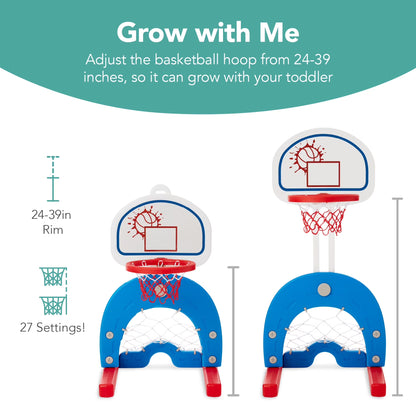 Toddler Basketball Hoop 3-In-1 Sport Center Adjustable Indoor/Outdoor Playset - White with Golf