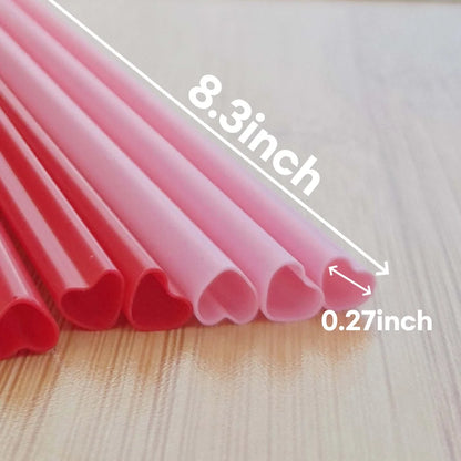 100Pcs Heart Shaped Pink Straws Disposable Cute Straw Individually Wrapped Plastic Pink Straw Party Birthday Party Kids Bridal Shower Wedding