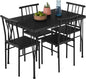 Best Choice Products 5-Piece Metal and Wood Indoor Modern Rectangular Dining Table Furniture Set for Kitchen, Dining Room, Dinette, Breakfast Nook W/ 4 Chairs - Black