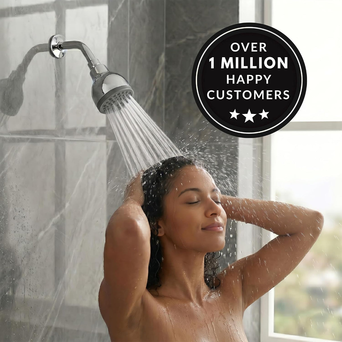 High Pressure Shower Head - Best 3 Inch Wall Mount Bathroom Showerhead for Boosting Low Flow with Anti-Clog Nozzles & Adjustable Brass Ball Joint - 1.8 GPM - Polished Chrome