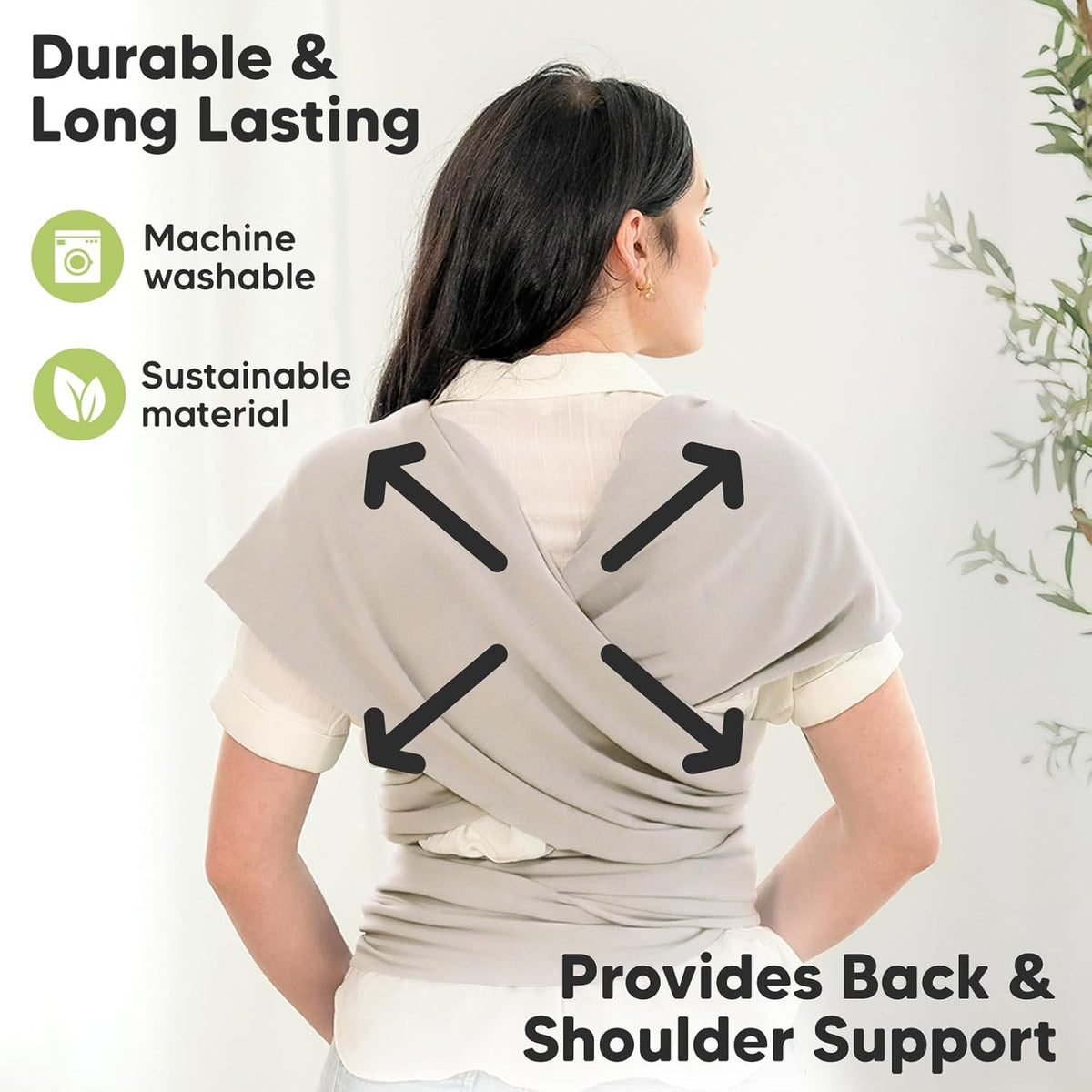 Baby Wrap Carrier - All in 1 Original Baby Carrier Newborn to Toddler Sling, Easy to Wear, Hands Free Bonding, Lightweight, Breathable Infant Wraps (Stone Gray)