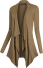 Women'S Drape Front Open Cardigan Long Sleeve Irregular Hem