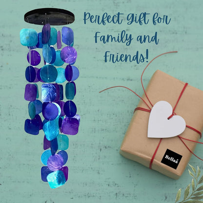 20414 Wind Chimes Outdoor, Garden Decorations, Musical, Indoor/Outside Windchimes, Beach, Ocean Breeze, Gifts for Mom, Gift for All Occasions, Purple Shells 27 Inch