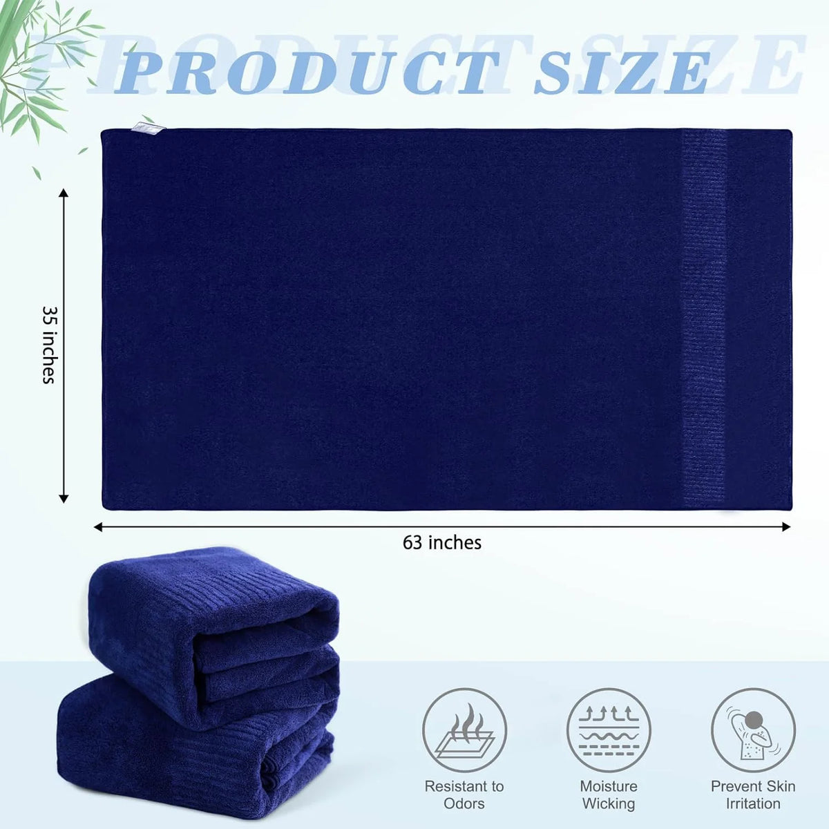 Bath Towel, Large Bathroom Towels 35X63 In, Super Absorbent Quick Drying Towels for Bathroom, Beach, Gym, Pool, 2 Count Navy Blue