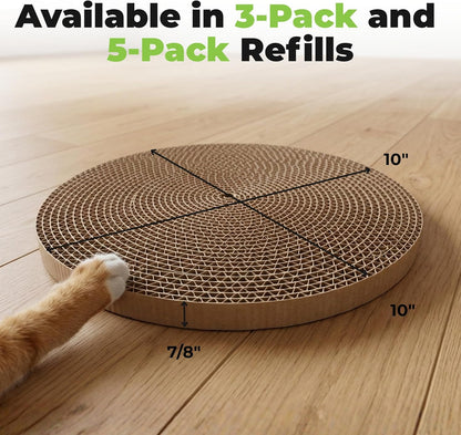 Catify Cat Scratcher, Fun Interactive Scratchers, Posts, Poles, Claw Safe, Furniture Saver Indoor Play Support Natural Cat Behaviors Heavy Duty - Round(5 Pack)