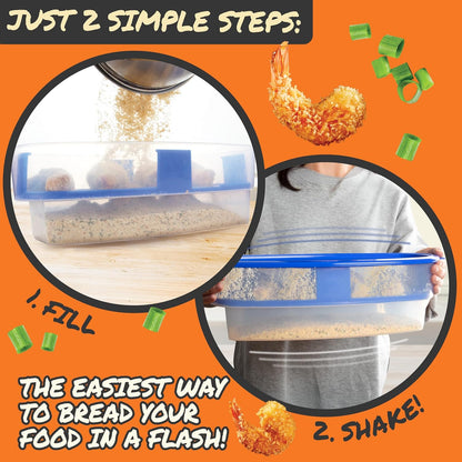 XL Original Better Breader Bowl 16" Mess-Free Breading Station for Chicken, Fish, Wings & Vegetables – Shake & Coat Batter Tray W Lid for Air Fryer Prep, Fish Fry, Tenders & Easy Cleanup