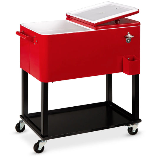 Best Choice Products 80Qt Steel Rolling Cooler Cart W/ Bottle Opener, Catch Tray, Drain Plug, Locking Wheels - Gray