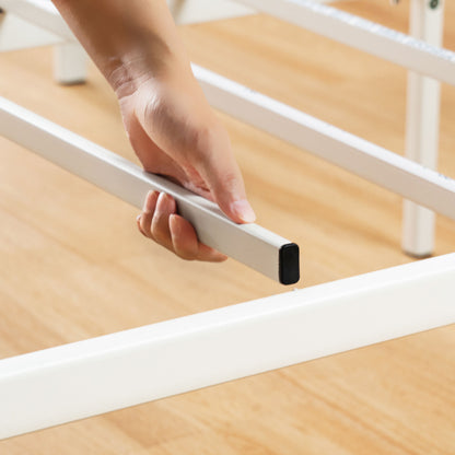 14" Metal Platform Bed Frame, Heavy-Duty Steel Slats, White, King