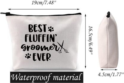 Dog Groomer Grooming Gift Best Fluffin' Groomer Ever Makeup Cosmetic Zipper Bag Pet Groomer Tool Kit (Fluffin' Groomer Bag)