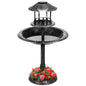 Solar Outdoor Bird Bath Pedestal Fountain Garden Decoration W/ Fillable Planter Base - Bronze