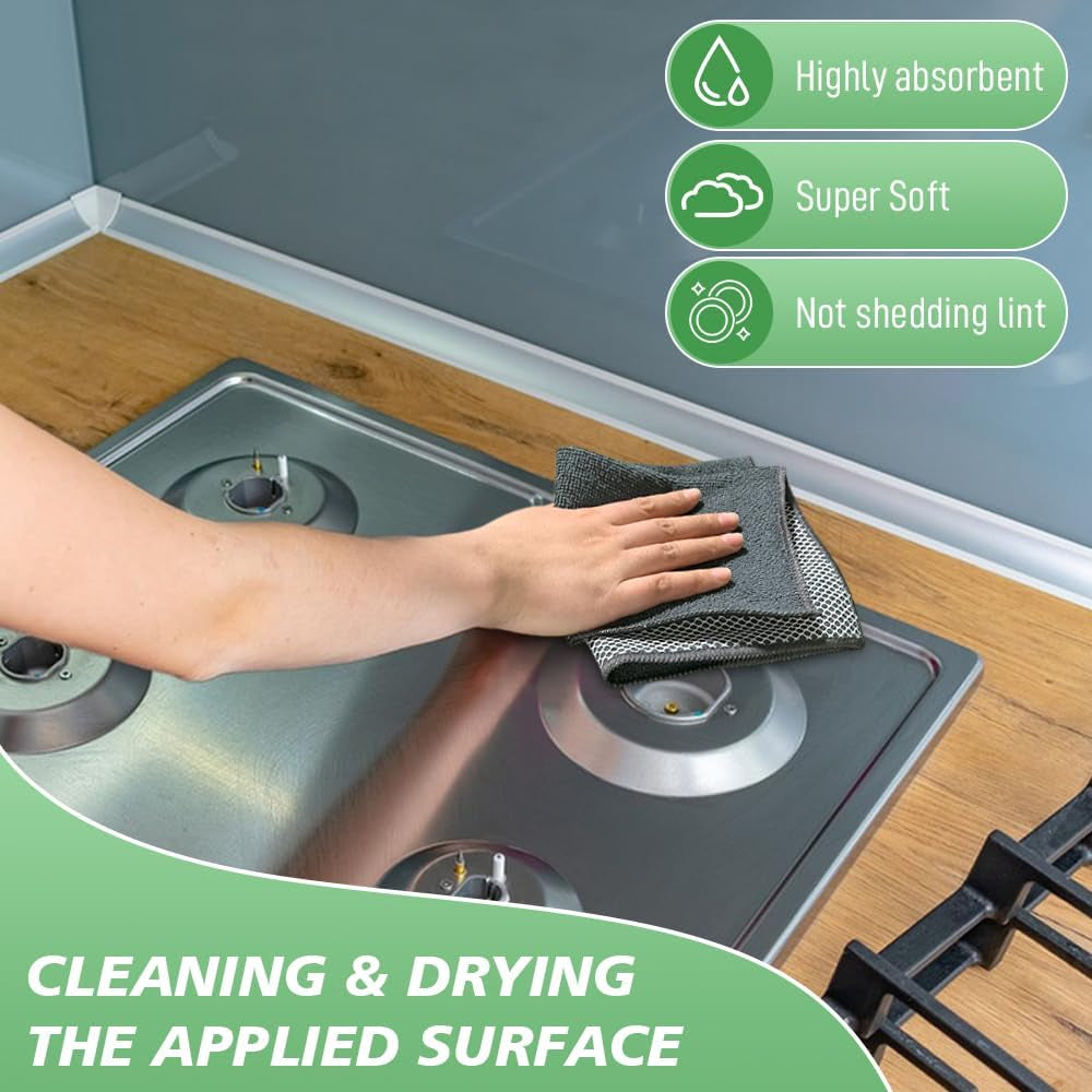 Microfiber Dish Cloths Wash Clothes for Kitchen Best Kitchen Cloths Cleaning Cloth Poly Scour Side 12"X12" (10Pack, Dark Grey)