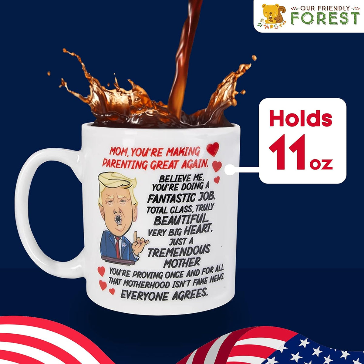 Talking Donald Trump Mug - Birthday Gifts for MOM from Daughter/Son/Husband - Moms Coffee Cup - Says 5 Lines in Trump'S REAL VOICE – Mommy Funny Mugs- Best Christmas, Mother'S Day, & Valentines Gift