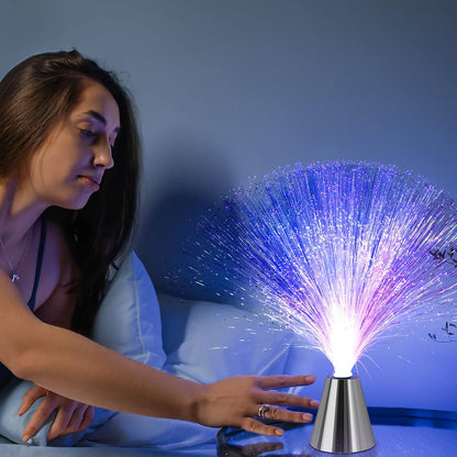 Sensory Fiber Optic Lamp - Fiber Optic Lights with Cone Base ，LED Color Changing Calming Mood Night Light (2 Pack)