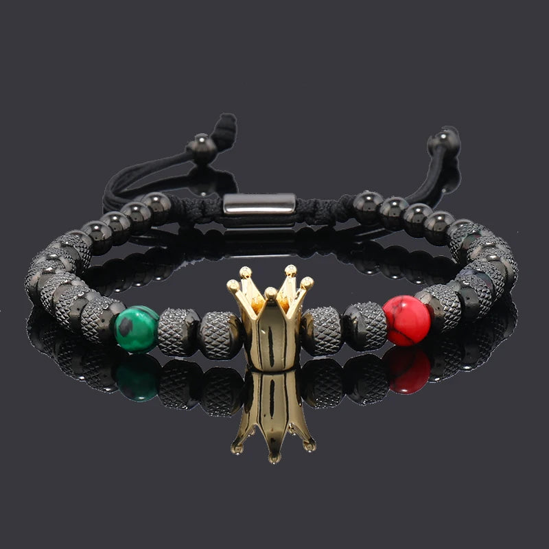 Luxury Crown Charms Stainless Steel Beads Man Bracelet Women Hand Jewelry Couple Gift
