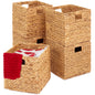 10.5X10.5In Hyacinth Storage Baskets, Set of 5 Multipurpose Collapsible Organizers - Natural