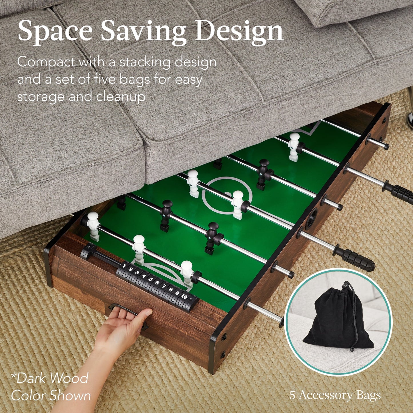 11-In-1 Kids Combo Game Set W/ Ping Pong, Foosball, Air Hockey, 5 Accessory Bags - Light Wood