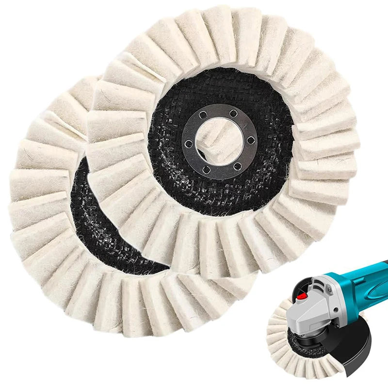 【Cc22】2Pcs Wool Felt Flap Polishing Wheel Disc Buffing Pad Premium Felt Polishing Pads for Metal Marble Stone