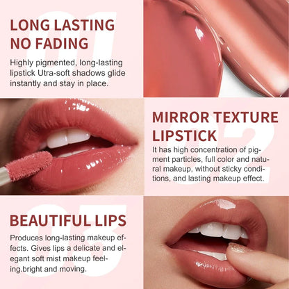 High Shine Lip Gloss Waterproof Smudge Proof Extended Wear Hydrating Raspberry Flavor Colorfast Lip Glaze