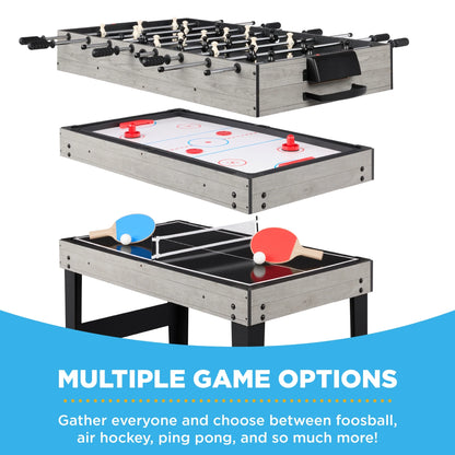 2X4Ft 10-In-1 Combo Game Table Set W/ Hockey, Foosball, Pool, Shuffleboard, Ping Pong - Gray