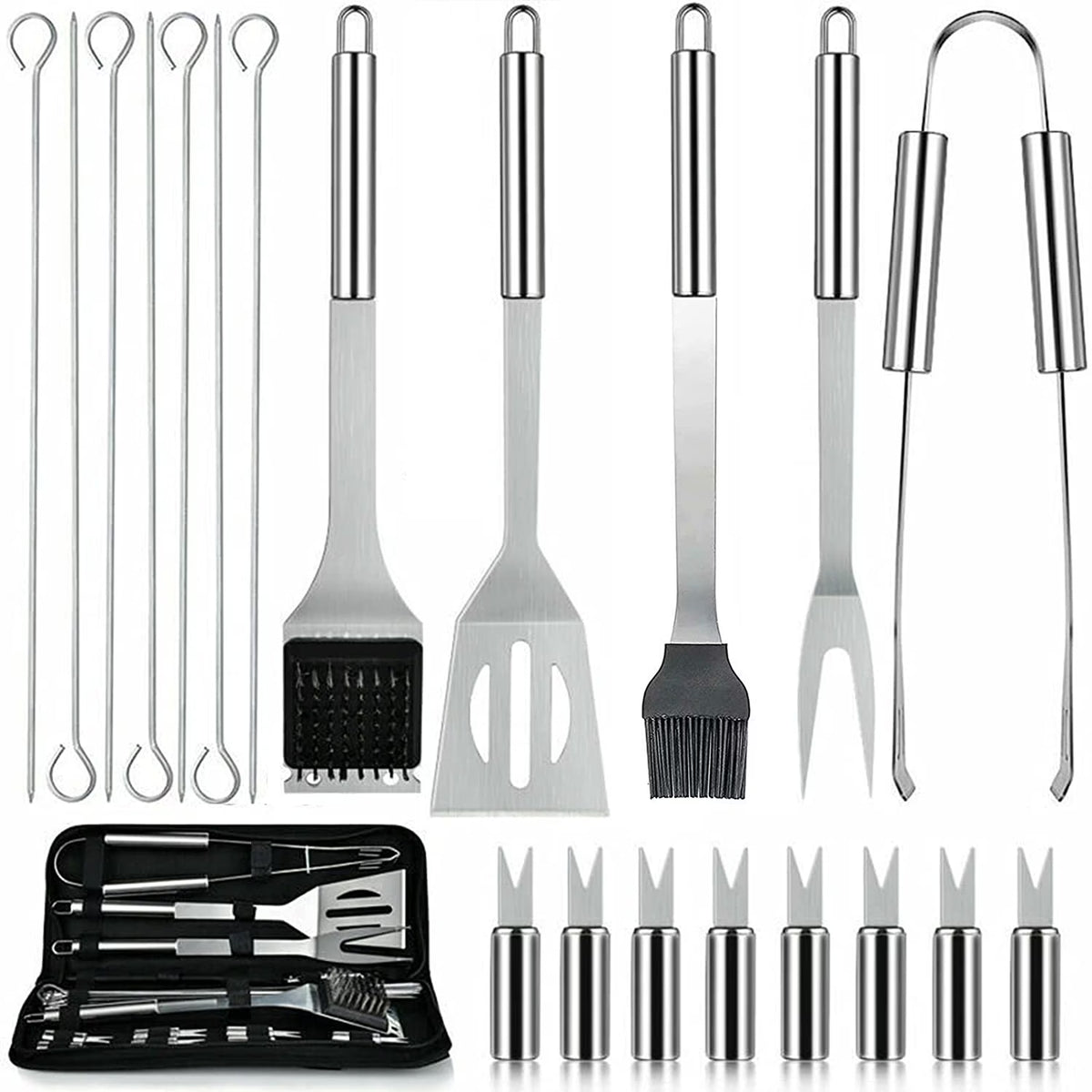 21 Pieces Complete Grill Accessories Kit, Very Best Grill Gift on Birthday Wedding - Professional BBQ Accessories Set for Outdoor Camping Grilling