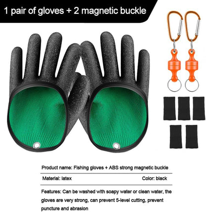 2Pcs Fishing Gloves with Magnet Release, Professional Catch Fish Gloves for Handling,Catching,Cleaning,Fisherman Fishing Accessories